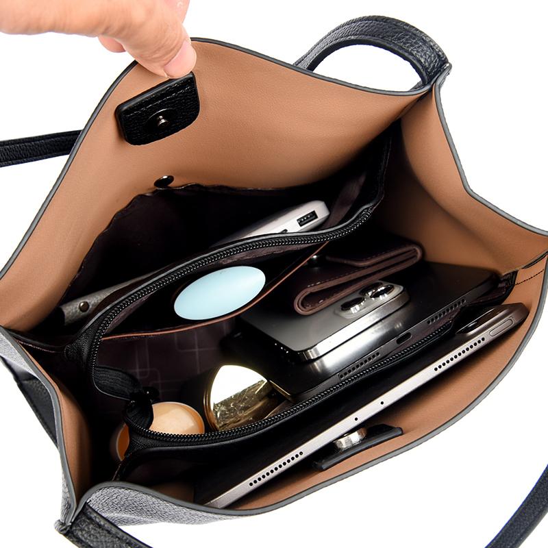 Borsa a tracolla da donna in vera pelle 3 scomparti borse a spalla femminili di alta qualità