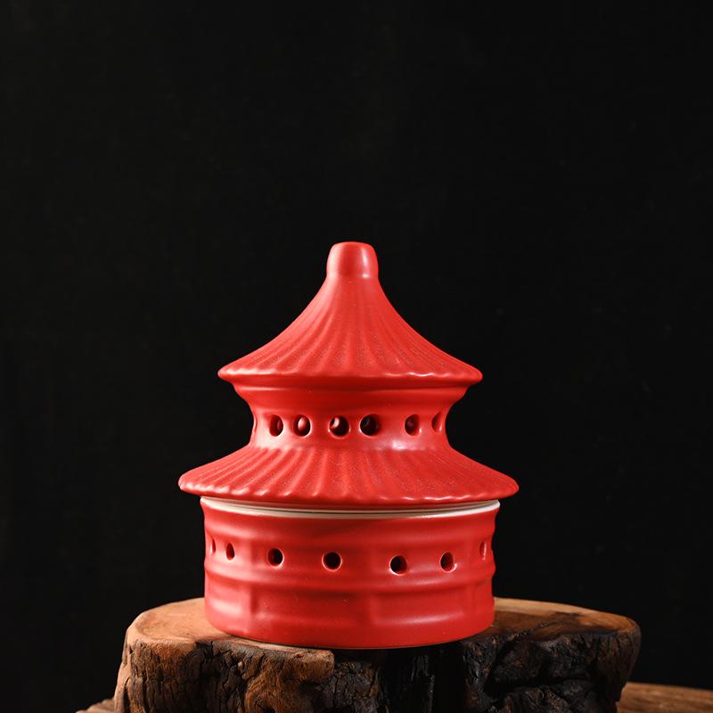 Colorful Ceramic Pagoda Incense Burner - Antique Temple of Heaven Aroma Tower for Home Decor