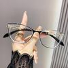 Cat Eye Reading Glasses Women Fashion Anti-Blue Light Metal Chain Legs Eyeglasses Vintage Presbyopic Eyewear