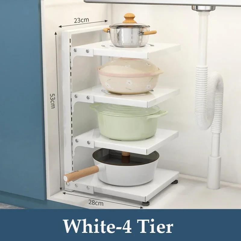 Multi-layer Kitchen Storage Racks Sewer Cabinet Layered Pot Rack Table Corner Holder Pot Pan Organizers Home Kitchen Accesories