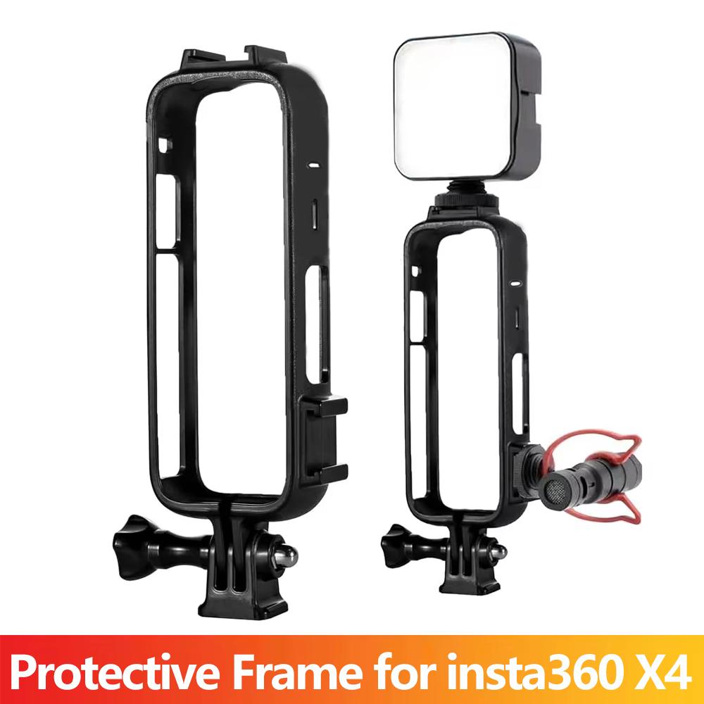 Protective Frame Cage for Insta360 X4 Plastic Mount with 1/4" Thread Adapter & Screw Vlog Housing Case for X4 Camera Accessories
