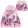 Kids Girls POP Singer Rumi Zoey Mira Printed Casual Hooded Zipper Long Sleeves Jacket Coat Clothes Sale