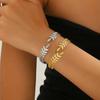 Elegant Stainless Steel Leaf Bracelet for Women - Forest Style with Versatile Wheat Ear Open Cuff Design
