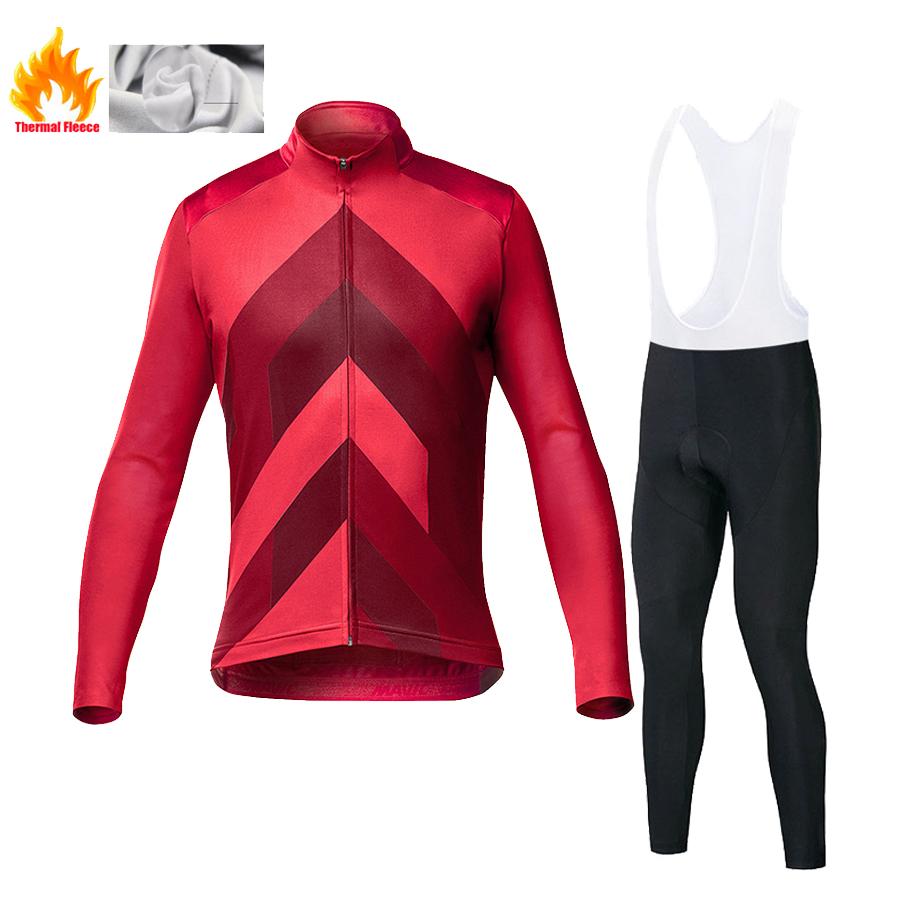 2025 Pro Warm Winter Thermal Fleece Cycling Jersey Sets Men Outdoor Riding MTB Ropa Ciclismo Bib Pants Set Cycling Clothing