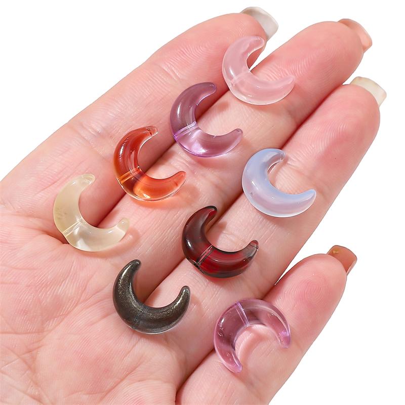 50pcs 15mm Crystal Glass Moon Charm Beads Fit for 8mm Beads for Necklace Bracelet Earring DIY Jewelry Making Supply