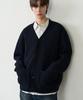 Draw Fit Oversized Bulky V-Neck Cardigan [Navy]