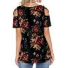 Women's Summer Printing Short Sleeve Strappy Cold Shoulder T-Shirt Tops Blouses