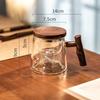 Office Men and Women High Temperature Resistant Glass Green Tea Cup Wooden Tea Water Separation Glass Brew Tea Cup Mountain View Glass Cup
