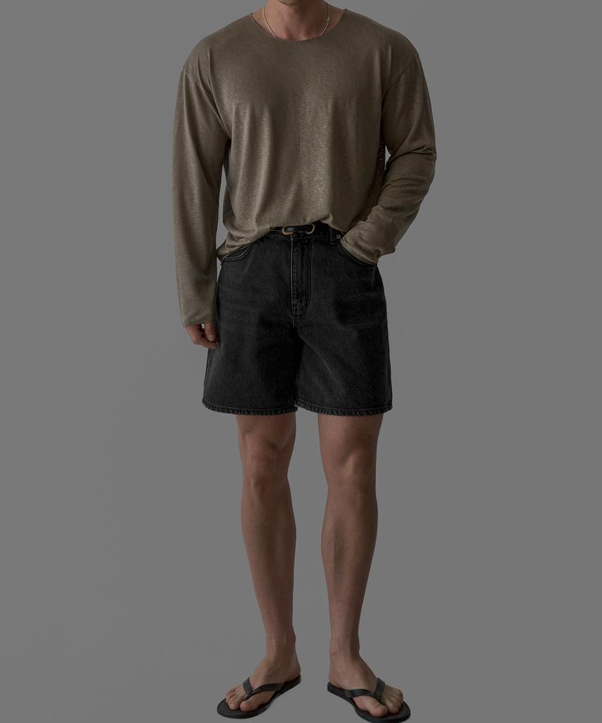 Baulopeulodeogteu Tencel Ribbed Boat Neck Knit Tee [Brown]