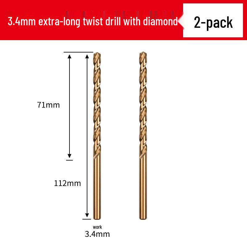 Cobalt Extra-Long High-Strength Alloy Twist Drill Bit for Stainless Steel and Woodworking