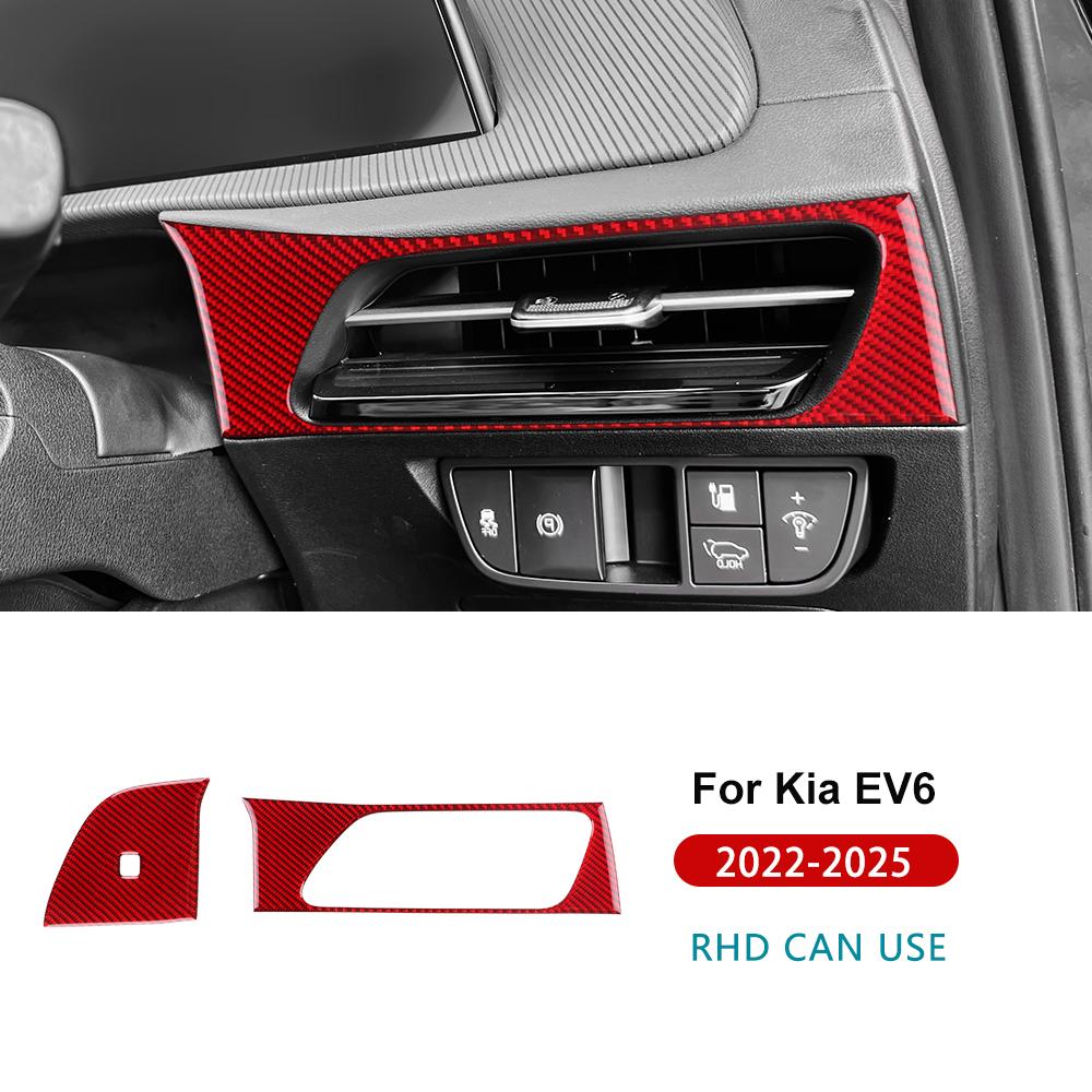 Für Kia EV6 GT EV 2022 2023 2024 2025 Echter weicher Karbonfaser-Aufkleber LHD RHD Auto Fahrersitz Luftauslass Innenzubehör
