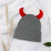 Devil Horn Winter Hat for Adult Handwoven Stretchy Caps Outdoor Activity Hat for Skiing Knitted Skull Hat Cool Accessory