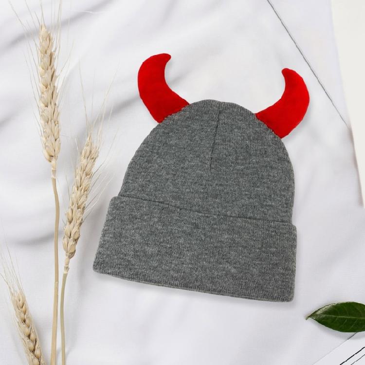 Devil Horn Winter Hat for Adult Handwoven Stretchy Caps Outdoor Activity Hat for Skiing Knitted Skull Hat Cool Accessory