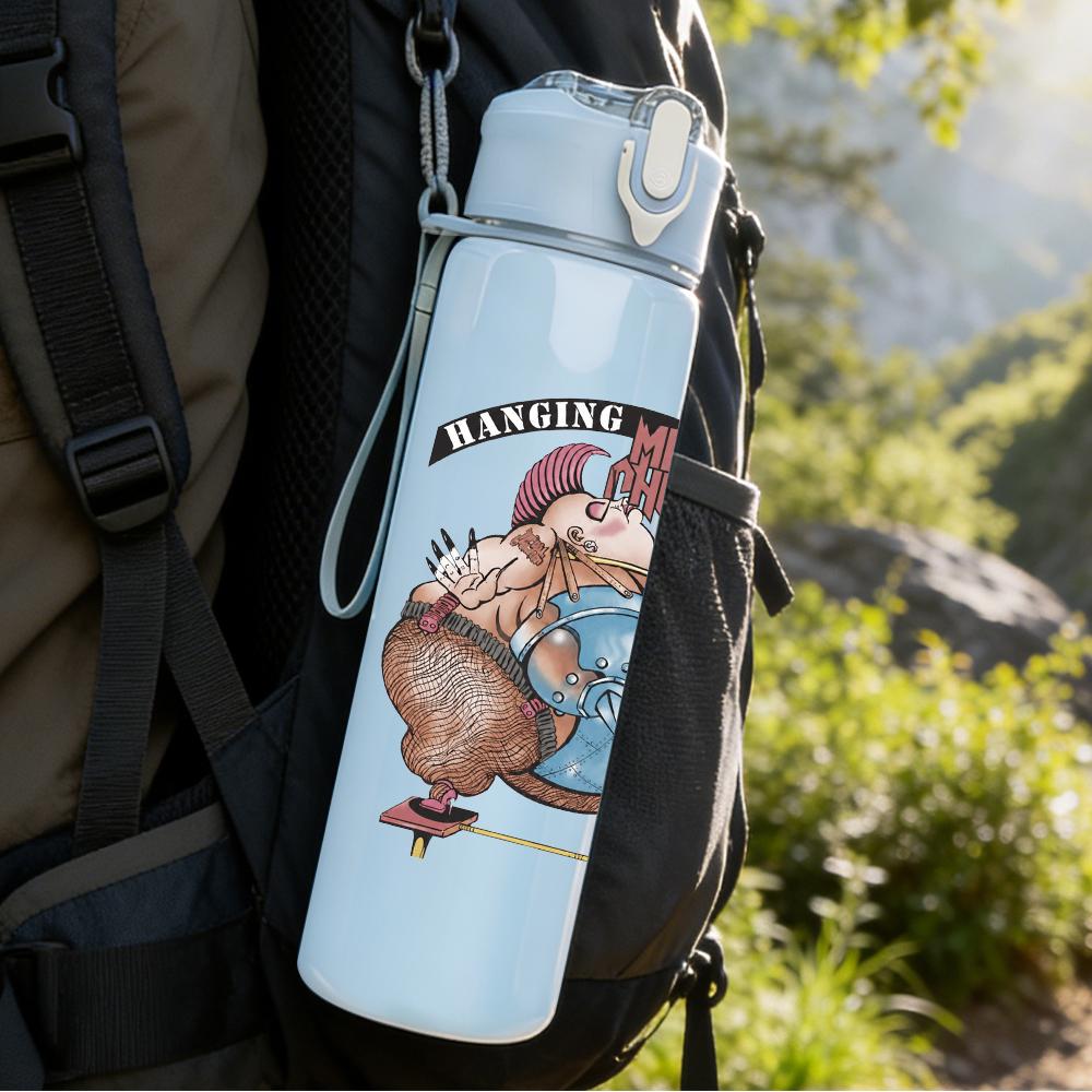 1PC Retro Tiger Head Wild Animal Round Print 750ml Portable Sports Water Bottle Leakproof Gym Outdoor Travel Drink Cup