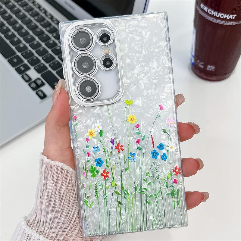 Small Floral Imd Hard Shell Summer Suitable for Samsung S25S24 Ultra Mobile Phone Case with Lens Film A16A56 Japanese and Korean