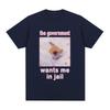 The Government Wants Me In Jail Funnt Cat Meme T Shirts Men's Women Fashion Harajuku T-shirt Cotton Casual Short Sleeve T-shirts