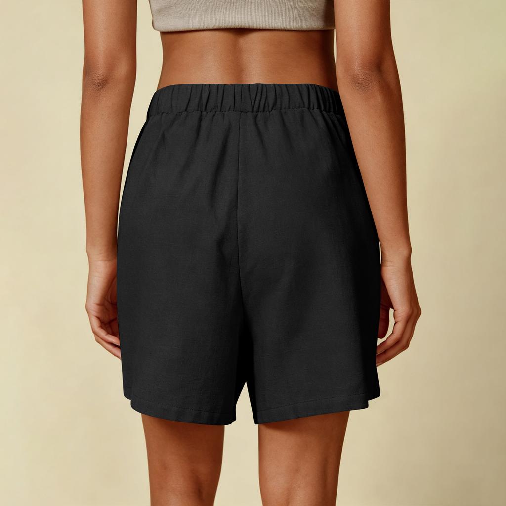Pantaloncini Casual da Donna in Lino Confezione da 2 Coulisse Vita Elastica Orlo Spaccato Pantaloncini da Casa con Tasche Estate Vestibilità Rilassata