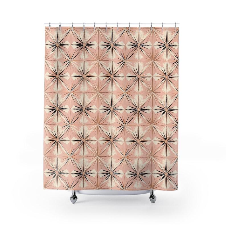 

Blush Art Deco Shower Curtain | Retro Vintage Style | Washable And Water Resistant 71X74 W60H190(CM)-1 Pcs