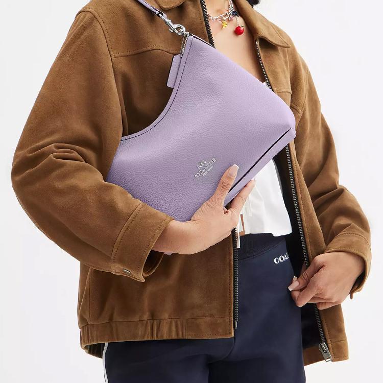 Coach Laurel 31 Logo Leather Tote Crossbody Bag Large Women bags Silver Light-Purple CR148-SVLL