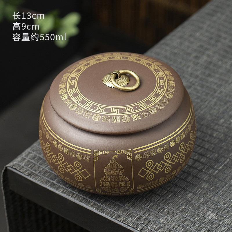 Vintage Purple Sand Ceramic Tea Jar Household Sealed Moisture Proof Tea Coffee Bean Storage Jar Modern Candy Storage Container