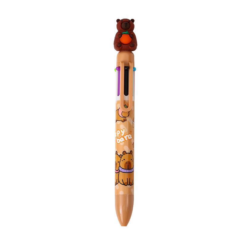 Back To School Season 36pcs Coffee Kapibala Style Six-color Ballpoint Pen Cute Cute Multi-color Hand-door Pen Color Marking Pen Stationery