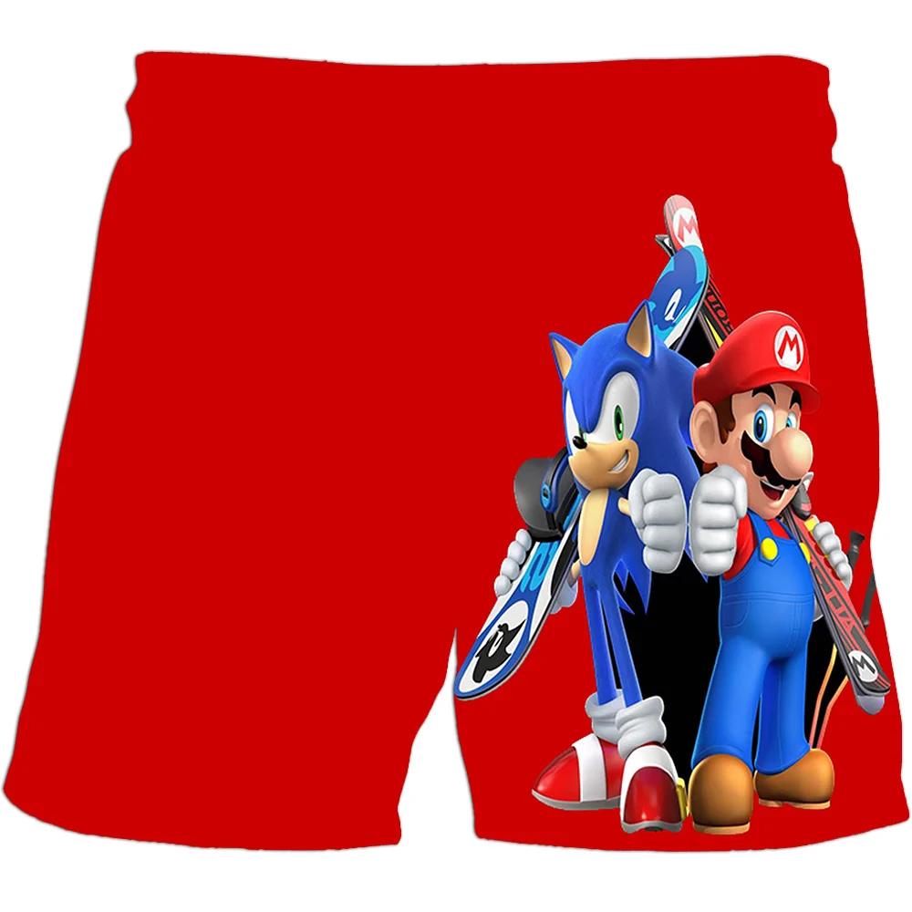 2025 Pantaloni de plajă MINISO pentru copii 4-14A Pantaloni scurți Sonic 2 Fete Băieți Pantaloni Harajuku Pentru Copii Imprimeu Desene Animate 3D Pantaloni Kdis