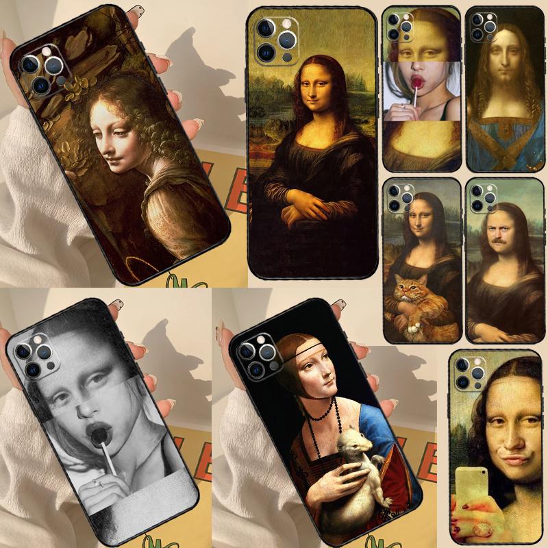 Leonardo da Vinci Mona Lisa Art Case For iPhone 11 12 13 14 15 16 Pro Max Cover For iPhone 13 12 Mini XR X XS Max Plus