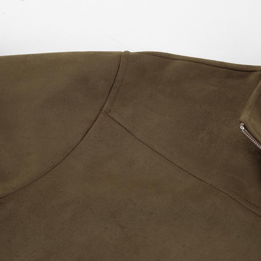 2025 Autumn/Winter Women's Retro Khaki Suede Jacket