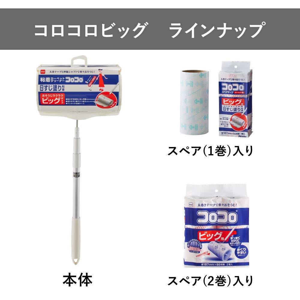 Nitoms Corocoro Spare Pet Dust 187mm Wide X 50 2 C4440 Tape, Large, Carpet-Compatible, Hair, Mites, Pollen, Wraps, Rolls,