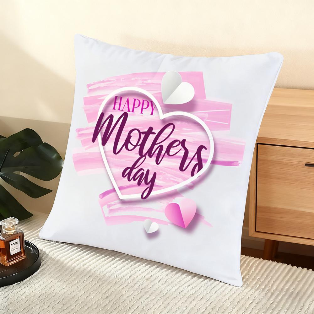 Happy Mother'S Day Cushion Cover Soft Short Plush Pillow Cover Smooth Cozy Texture Aesthetic Cushion Case Home Decor