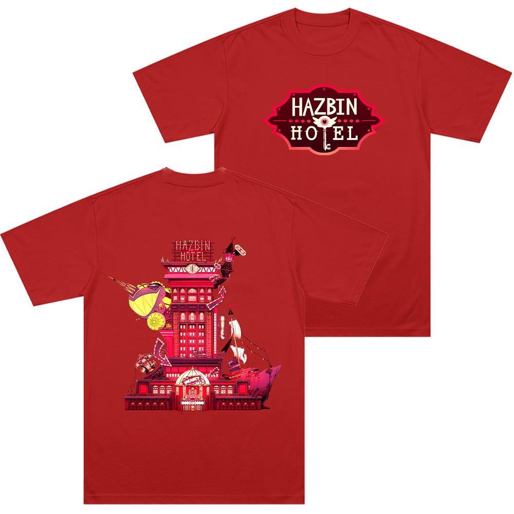 

Charlie Morningstar T Shirts HazbinHotel Anime Oversized Unisex T-shirts Summer Women Men Cotton Short Sleeve Casual Streetwear XS красный
