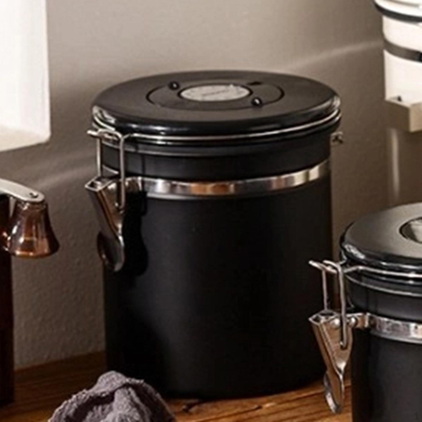 

Канистра для кофе, герметичный контейнер для хранения пищевых продуктов, герметичный герметичный контейнер для чая, сахарных зерен 1,5 л. чёрный