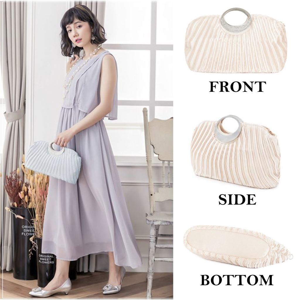 Party Bag Clutch Bag Satin Pleated Processing [REOTTI] Women's