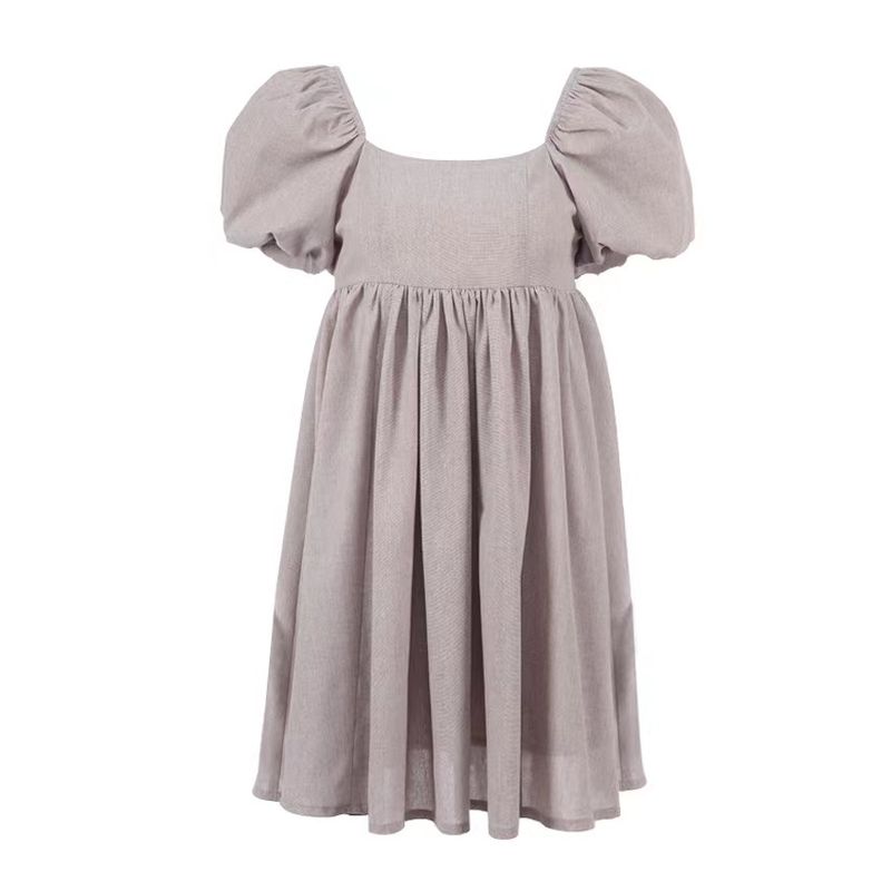 European and American New Sexy Square Collar Puff sleeve Dress Square Neck Bubble Sleeved Dress