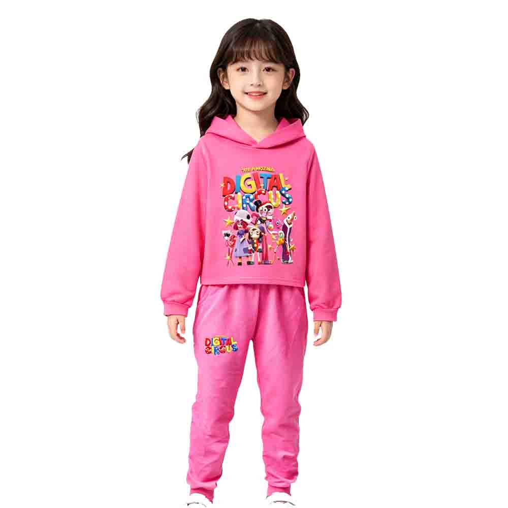 Het Geweldige Digitale Circus Meisjes Cropped Hoodie Broek Twee Delig Pak Casual Mode Pomni Opdruk Kinder Outfit