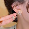 Light Luxury Camellia Design Stud Earrings Women's Fashion Pearl Earrings Without Ear Clips Versatile Mosquito Coil Disc Earrings
