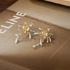 Exquisite Diamond-Set Fireworks Flowers Exaggerated Design Earrings Fashionable And Versatile Niche Simple Cold Wind Temperament Earrings