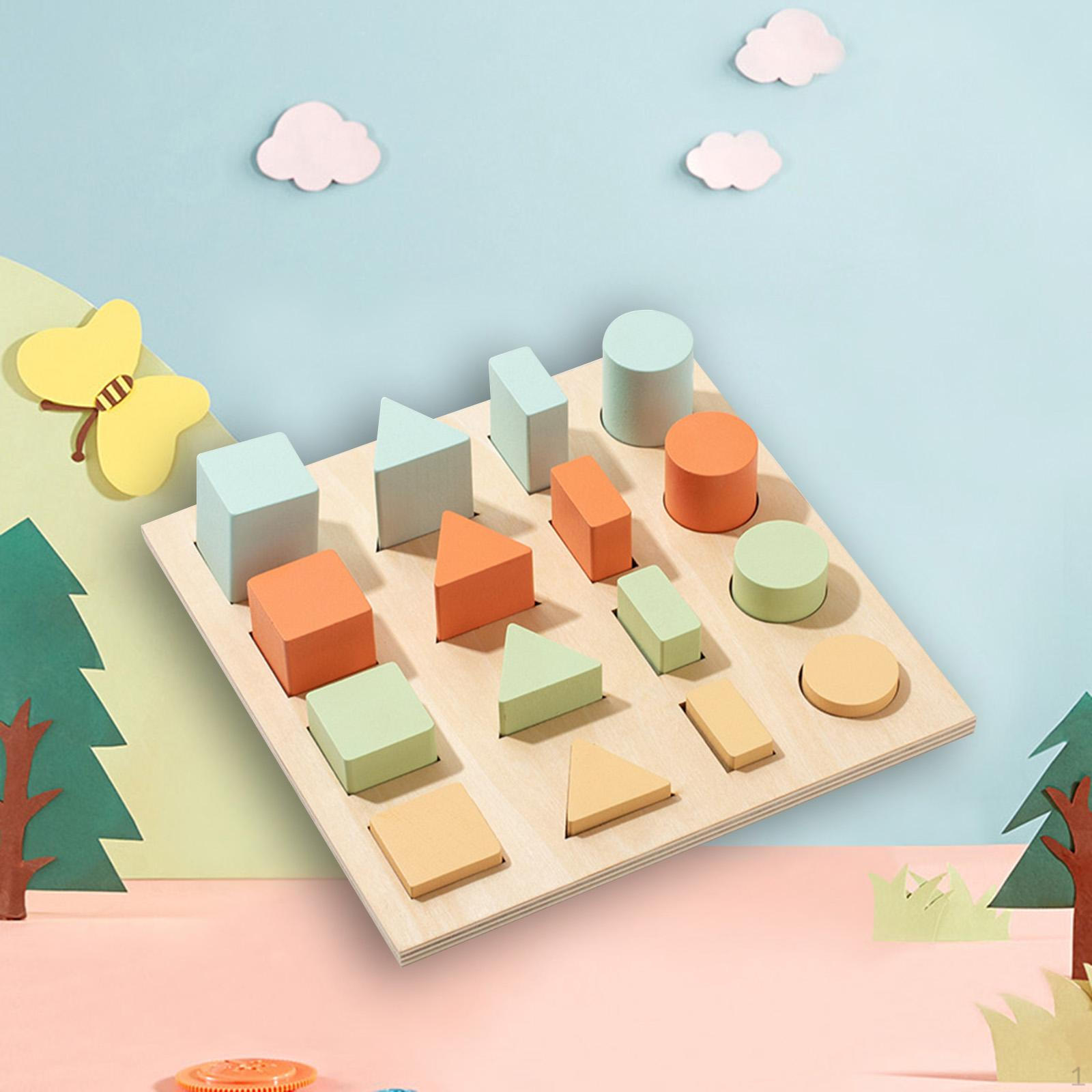 

Shape Puzzle Wooden Geometric Toddler Preschool Learning Materials Toy for Style H