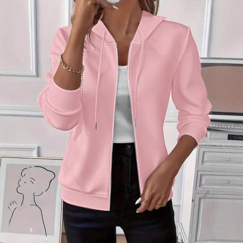 Women's Solid Color Knitted Zip-Up Hooded Sweatshirt Jacket, Autumn/Winter Long Sleeve 2025 Bestseller