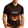 Men's Halloween Short Sleeve Casual Shirt with Turn Down Collar