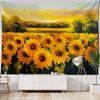Sunflower Landscape Tapestry Bedroom Aesthetics Wall Decoration Blanket Retro Oil Painting Printing Living Room Large Tapestry