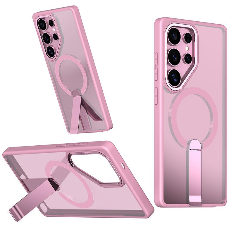 For Magsafe Wireless Charging Metal Bumper Phone Case For Samsung Galaxy S25 Ultra S23 S22 S24 Ultra FE Plus Hard PC Back Cover