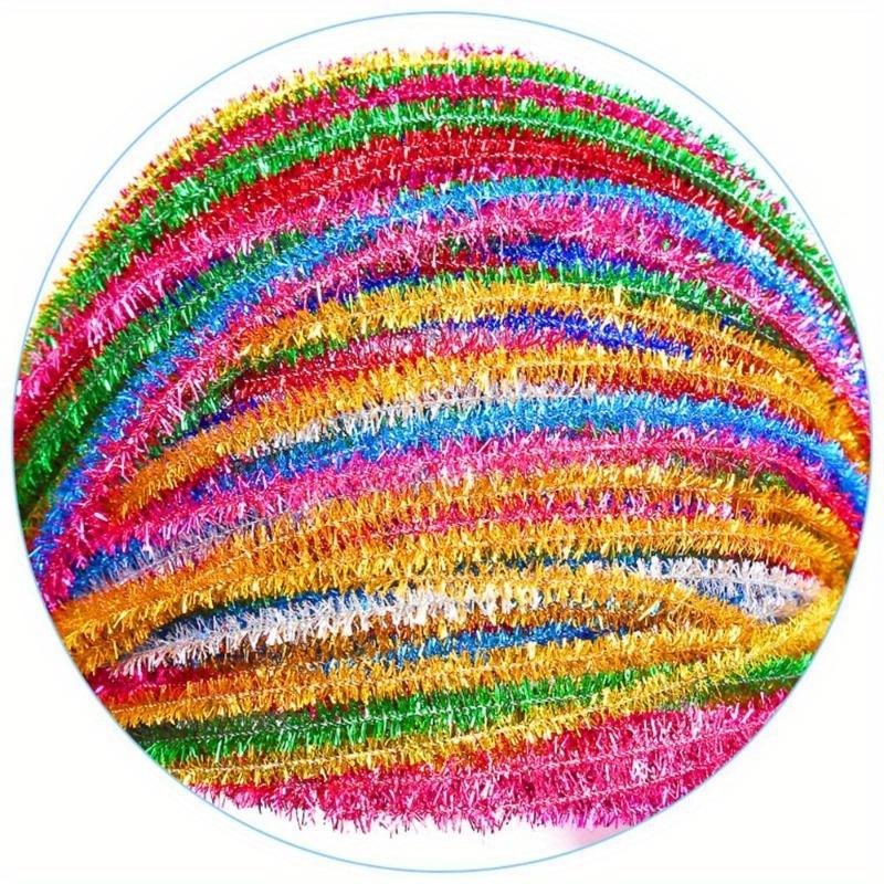 100pcs 11.81inch Christmas Glitter Chenille Stems Pipe Cleaners Plush Tinsel Stems Wired Sticks DIY Craft Supplies Decoration
