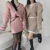 2025 Korean Chic Retro V-Neck Sweater & High-Waist Skirt Set for Women