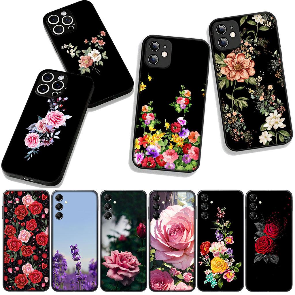 Hülle für Huawei P30 P20 P10 Mate 10 20 Pro Lite Y9A Y8S P Smart Y7 Y9 Prime Y6 Handyhülle Pfingstrose Rose Lavendel Blume