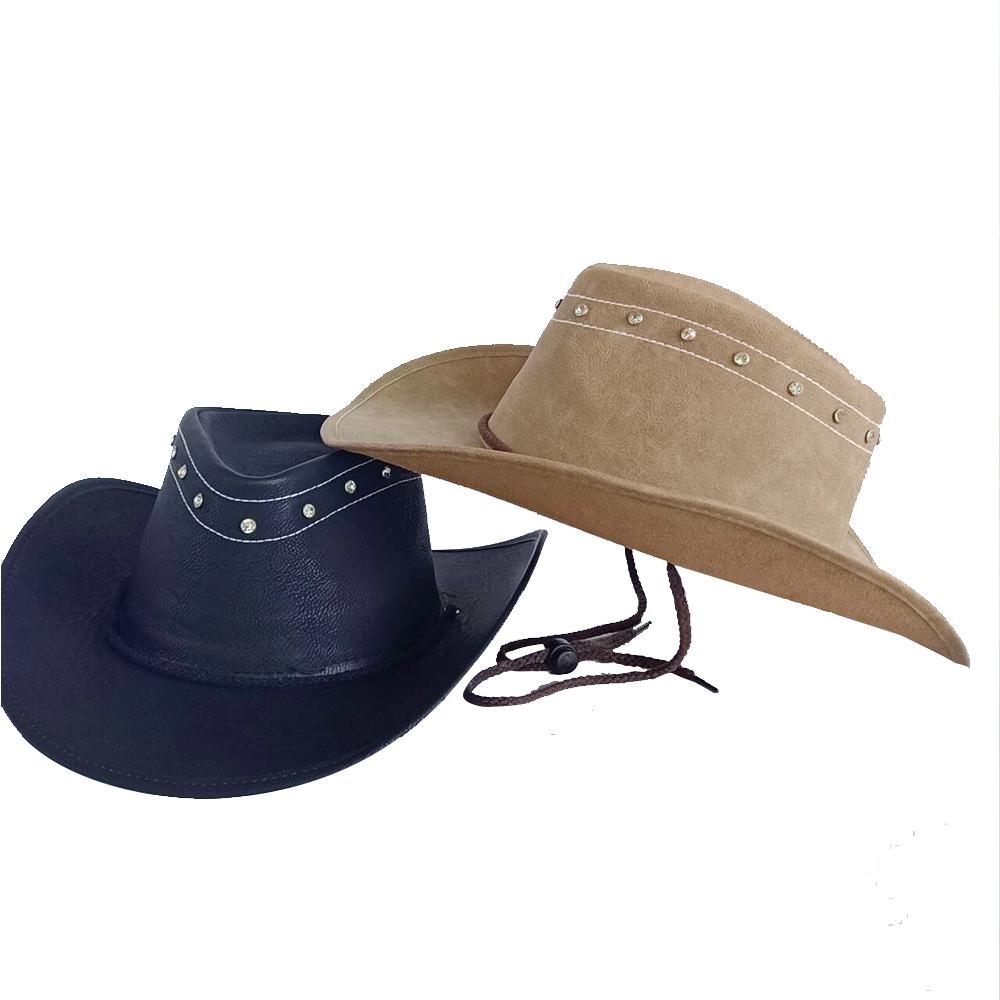 Freedom Outdoors Women's Leather Hat Western Cowboy Hat Men Gentleman Dad Cowboy Hat Men's Oversized Hat Big Head 56-58Cm