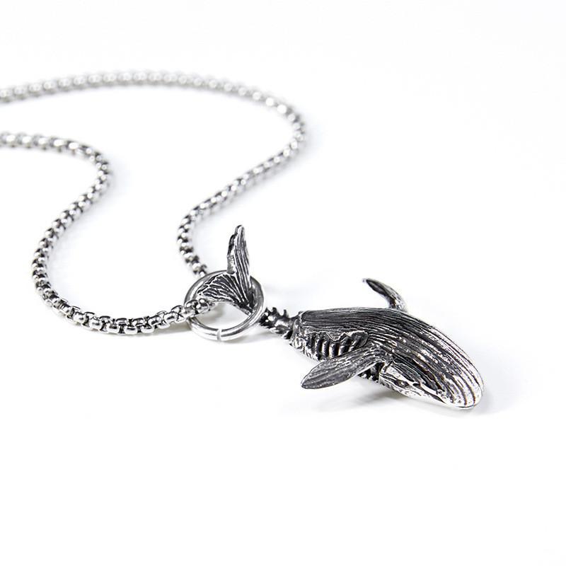 RUI RUI YU Charm Blue Whale Jumping Pendant Necklace Fashionable Men and Women Simple Necklace Sweater Chain Accessories Jewelry