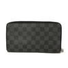 Used 12564 Zippy Organizer N63077 7940 Old Model Logo Black Gray Zip Around Damier Graphite Noir Men's from Japan