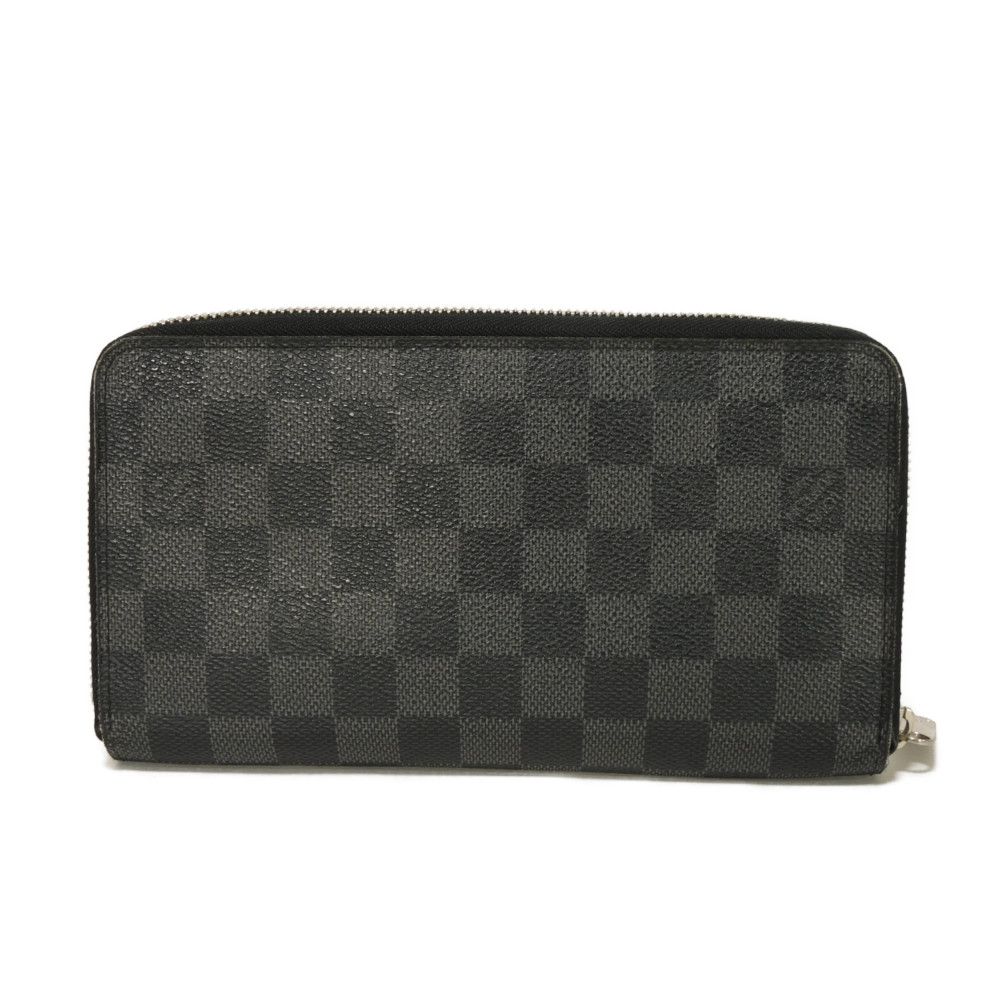 Used 12564 Zippy Organizer N63077 7940 Old Model Logo Black Gray Zip Around Damier Graphite Noir Men's from Japan