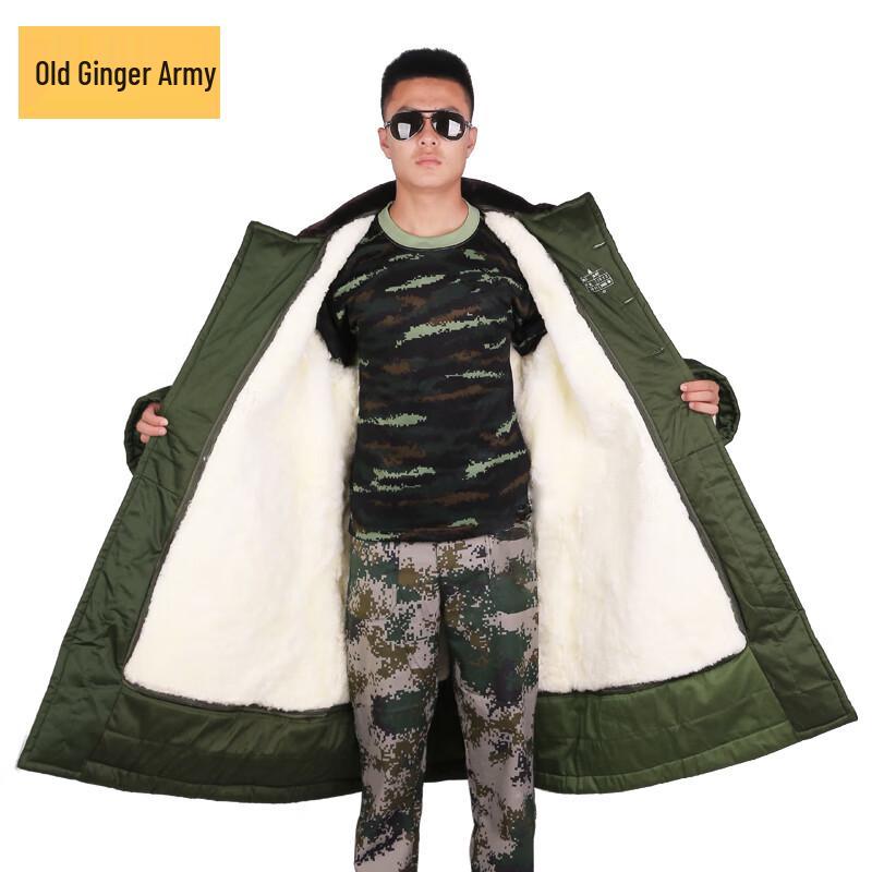 Lao Jiang Jun Military Green Shearling Winter Coat
